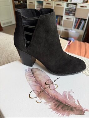 Jessica Simpson Black Suede Cutout Ankle Bootie